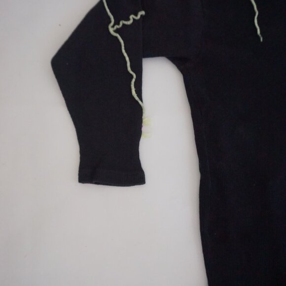 Vintage Maureene Keene Black Knit 3D Floral Vine Pullover Tunic One Size - Picture 7 of 10